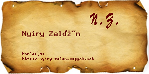 Nyiry Zalán névjegykártya